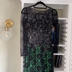 Emerald and Black Evening Gown